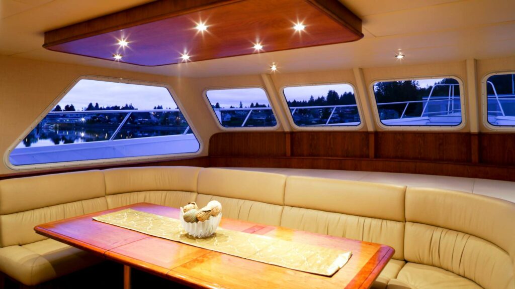 The interior brightness of a yacht