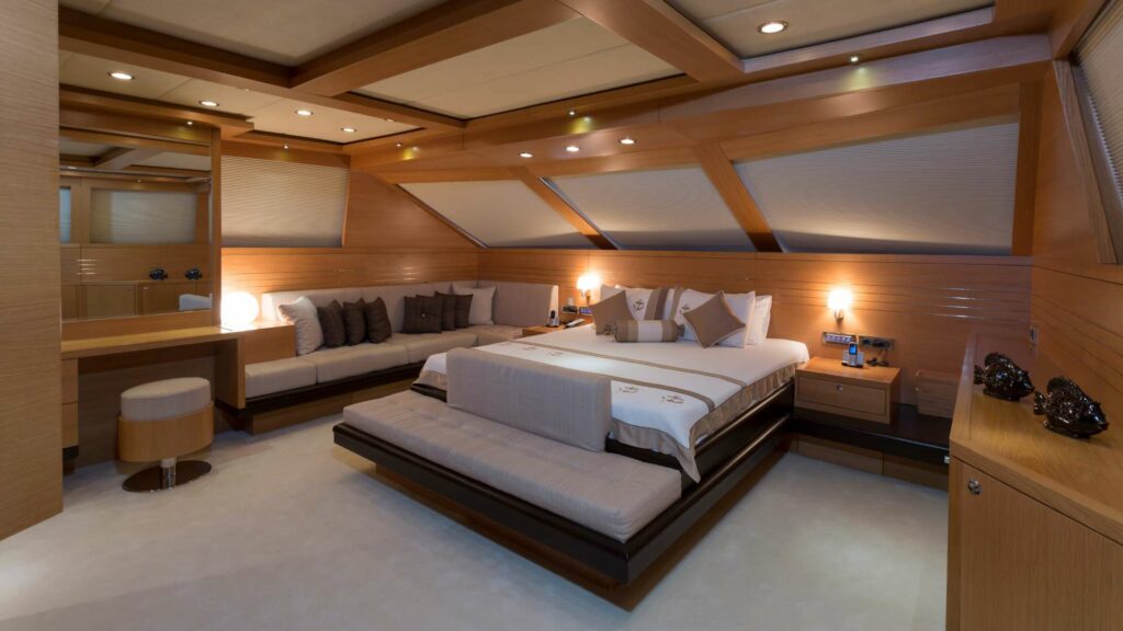A wooden yacht interior