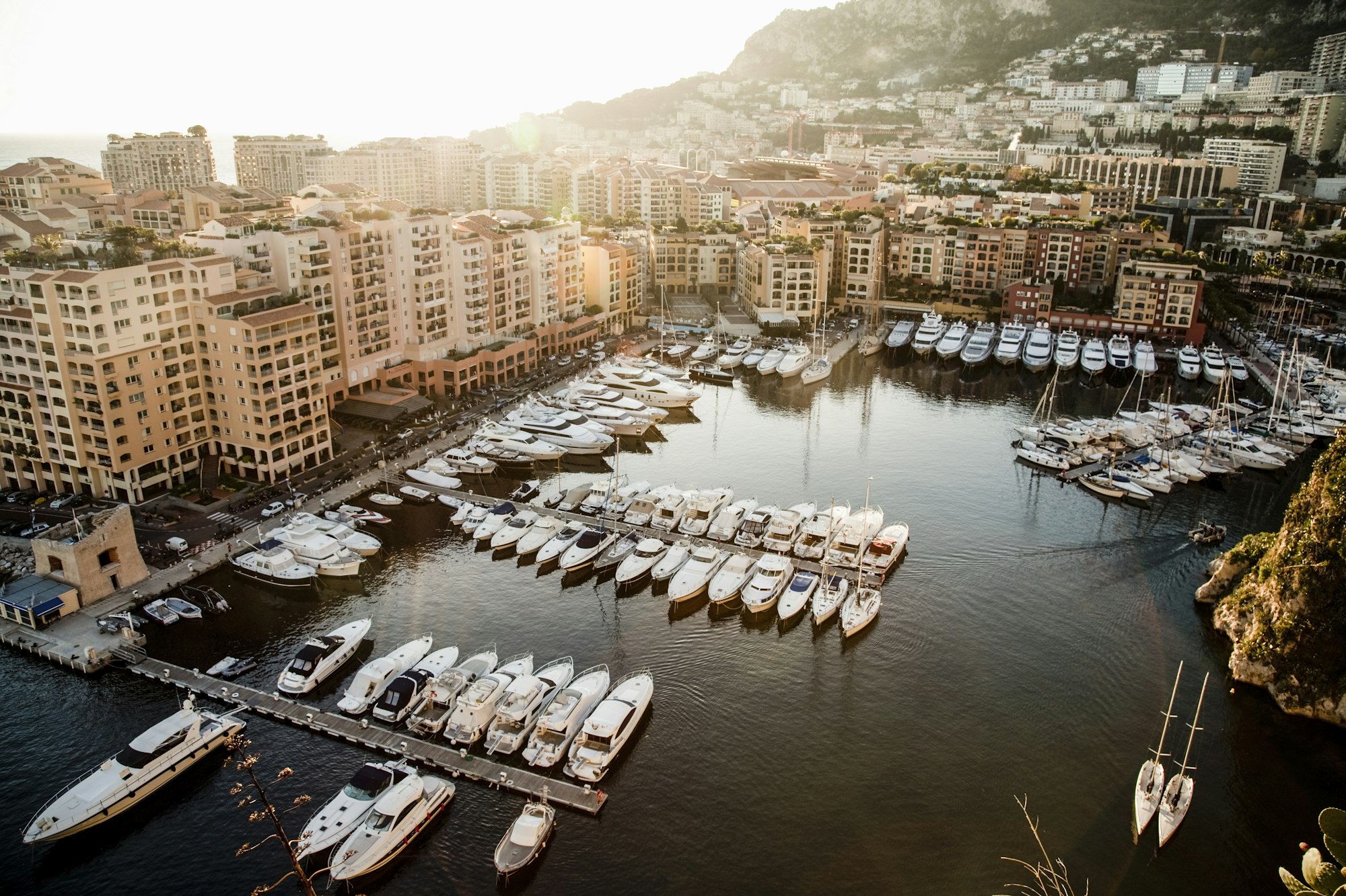 View of marina with yachts and boats, Monte Carlo, Monaco